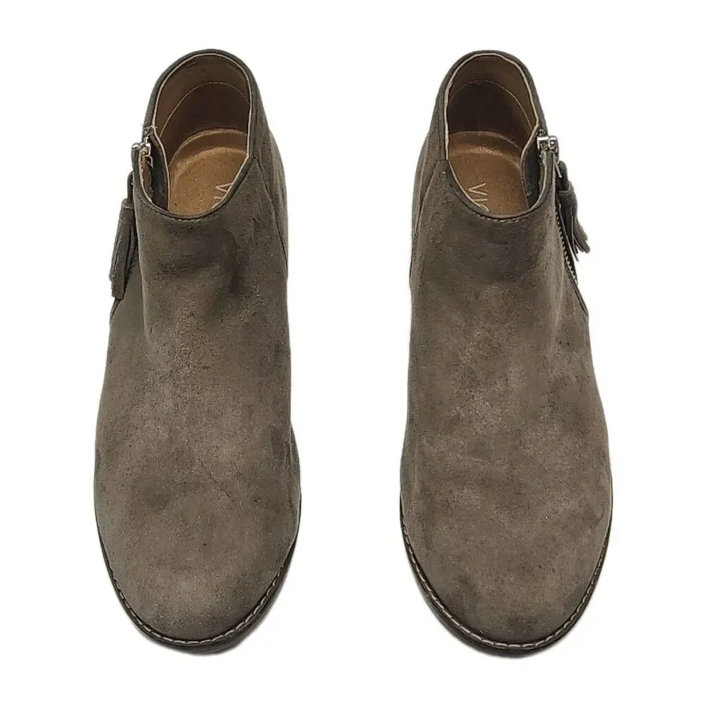 Vionic Serena Ankle Boots Womens Size 7.5 Taupe Suede 1.75
